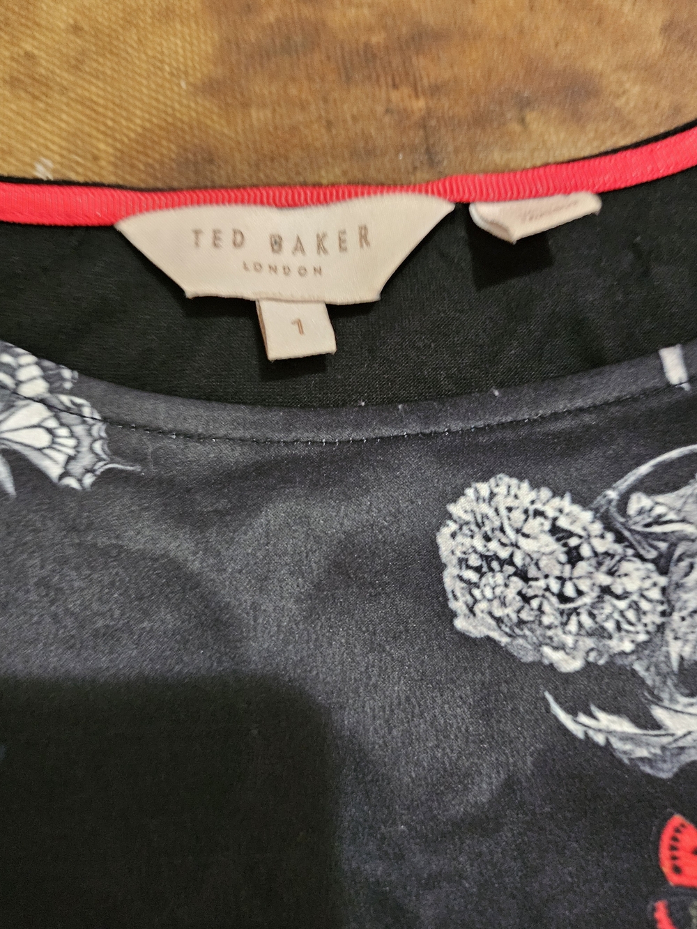 Ted Baker Black Floral Trim Shell Top